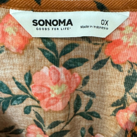 Sonoma Floral Corduroy V-Neck Plus Size Blouse Size 0X - Picture 12 of 13